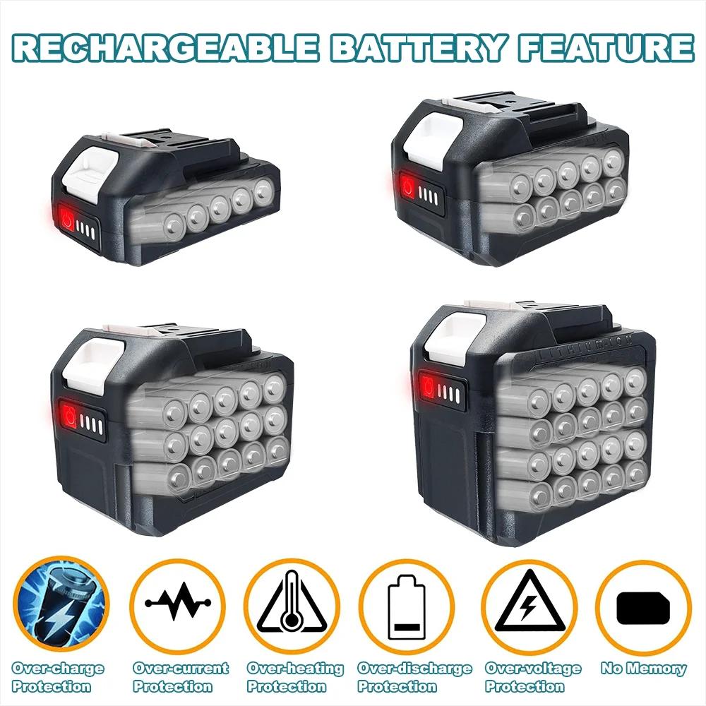 PATUOPRO 18-21V 2.0 4.0 6.0 8.0Ah batterie au Lithium Rechargeable pour Makita 18V clé de forage éle