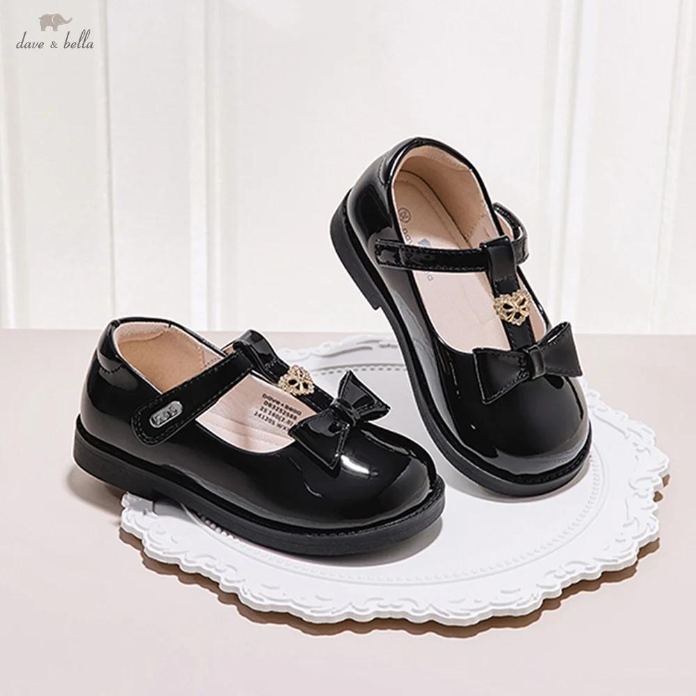 Dave Bella chaussures en cuir pour filles noir automne nouvelle Collection chaussures de princesse p