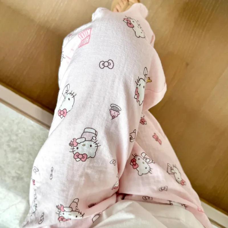 Pantalon de pyjama d'été Sanrio HelloKitty pour femme, motif chaton mignon, coupe ample et fine, tai