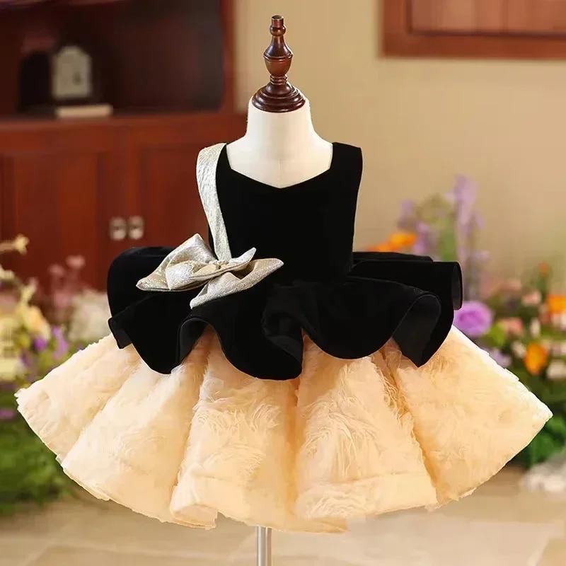 Nouvelles Robes de Bal Princesse 3D Flowe Fluffy pour Filles, Robes de Soirée Enfants 1-12 ans, Robe