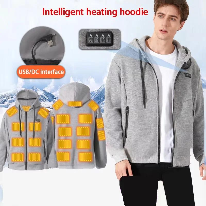 Sweat-shirt chauffant intelligent à 23 zones, style couple, vêtement d'extérieur, chaleur constante,