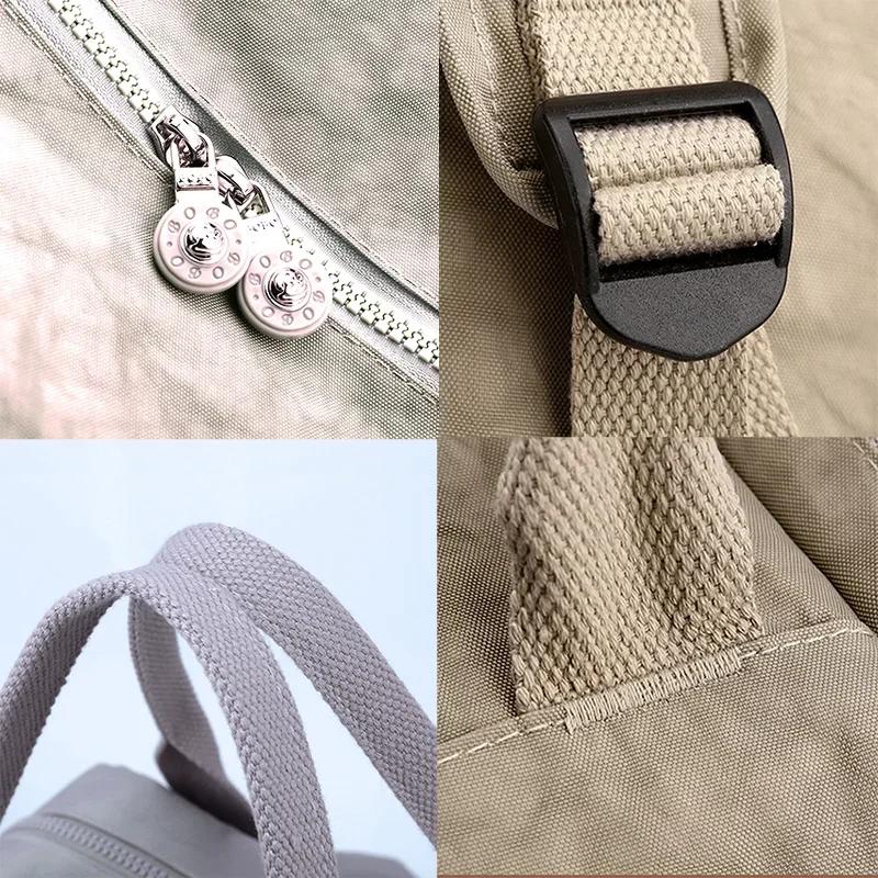 Sac à dos multi-poches pour femmes, sac à dos de voyage en Nylon de couleur unie à poignée souple, l