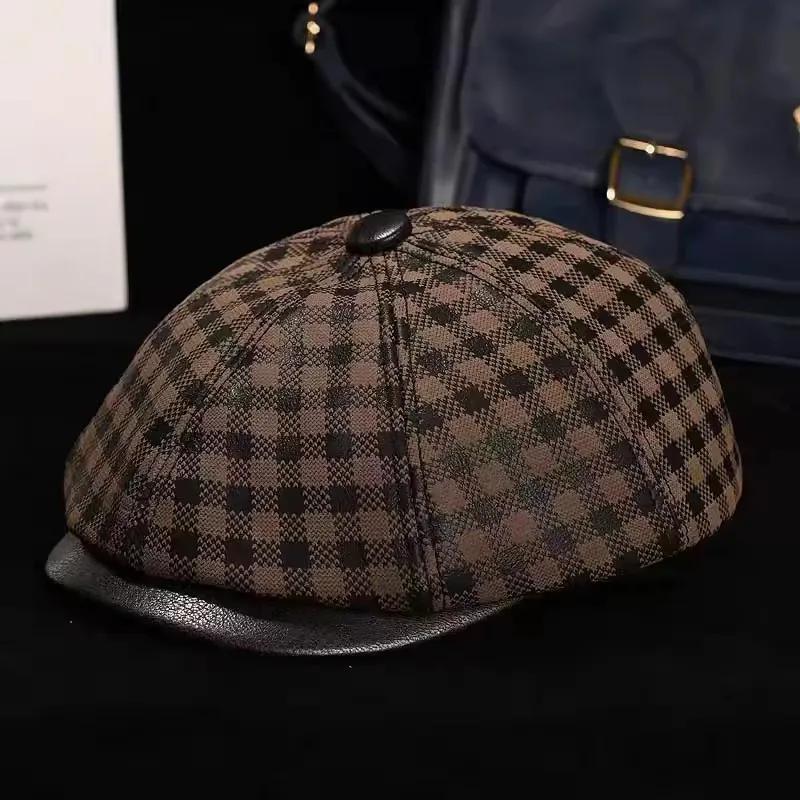 Nouveau chapeau Boina en cuir véritable daim mat béret en peau de mouton chaud hiver coton hommes re