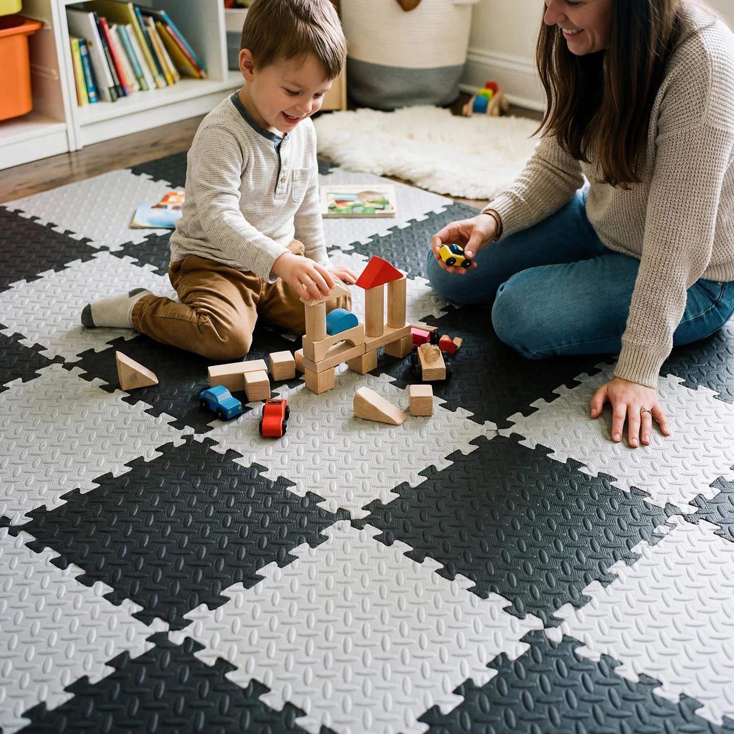 Tapis de jeu pour bébé en mousse EVA, grand format 60x60cm, 16 pièces, tapis de puzzle pour enfants,