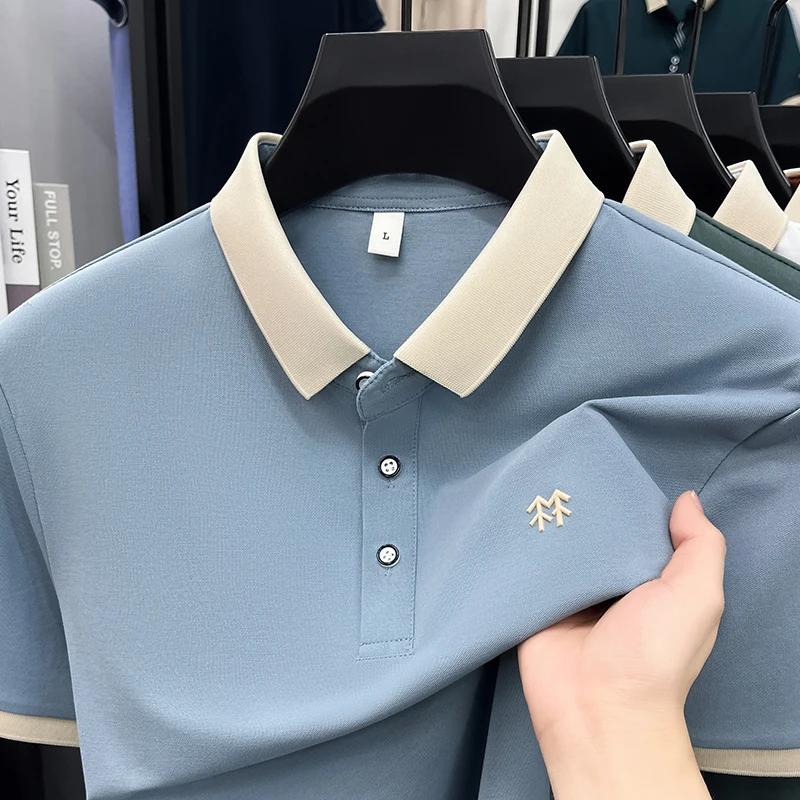 Designer marque mercerisé coton manches courtes polo shirt été nouveau style coréen Casual hommes t