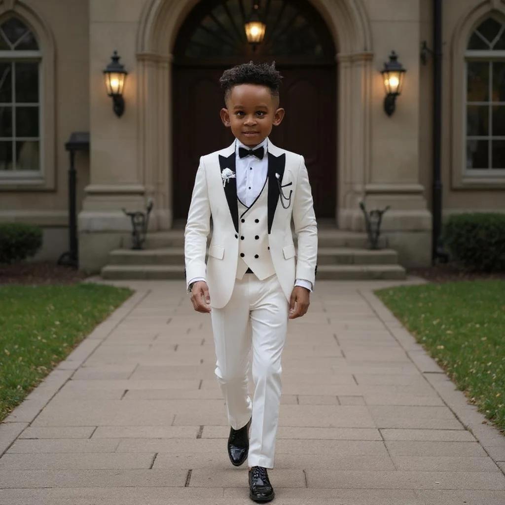 Costumes formels pour garçons de 2 à 16 ans, veste de mariage avec pantalon, gilet, ensemble 3 pièce