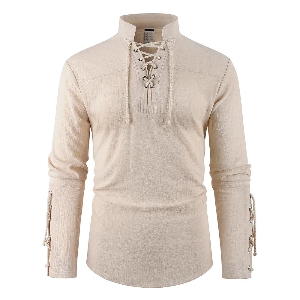 Robe de Pirate médiévale pour hommes, Streetwear élégant, Style gothique d'halloween, hauts à col en