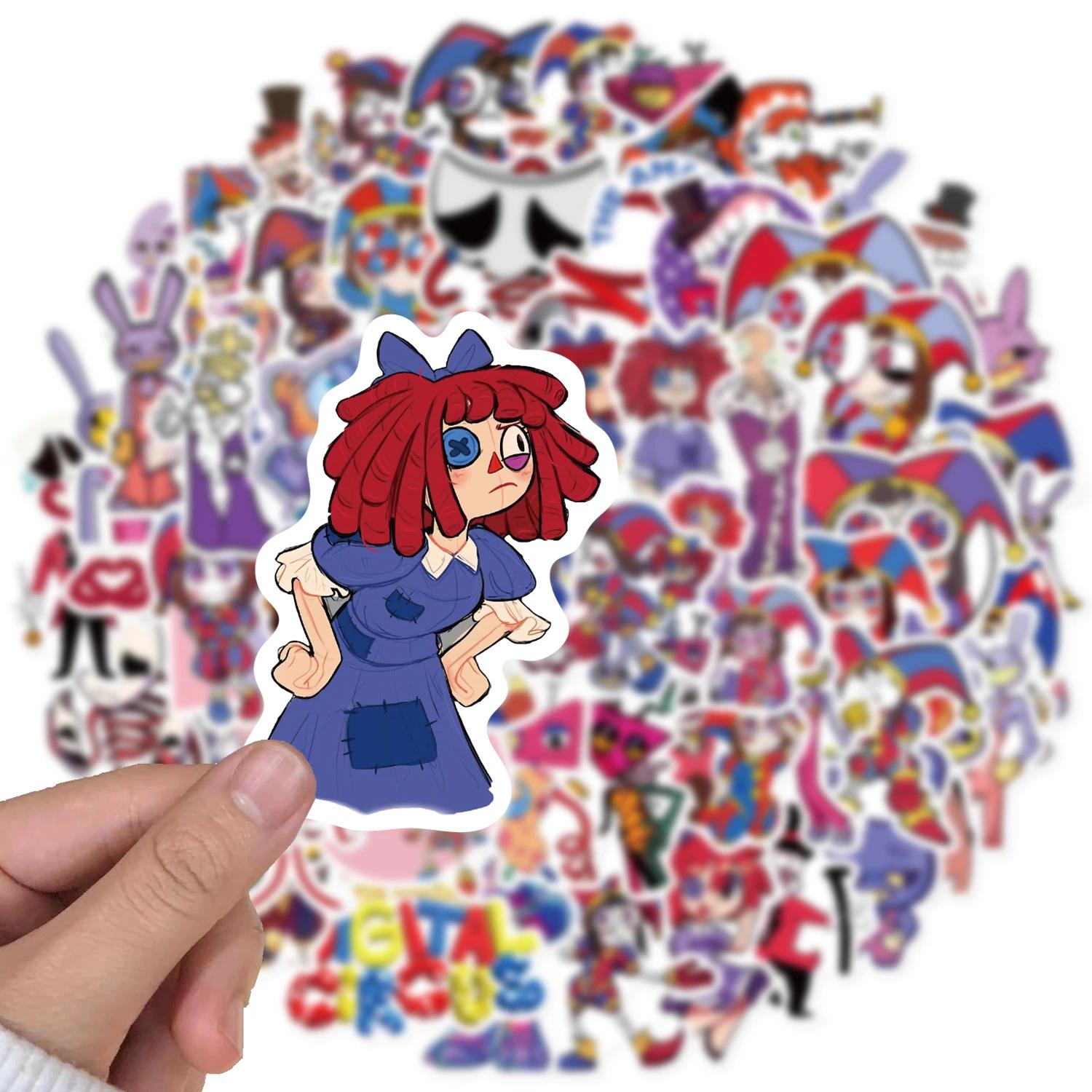 50 pièces mignon l'incroyable cirque numérique autocollants Kawaii dessin animé décalcomanies ordina