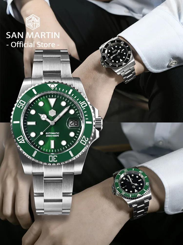 San Martin – montre de plongée Water Ghost pour hommes, Version améliorée, 40mm, luxe, automatique,