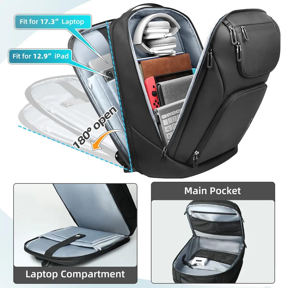 Heroic Knight-Sac à dos d'affaires étanche pour homme, sac de voyage pour ordinateur portable 17.3 "