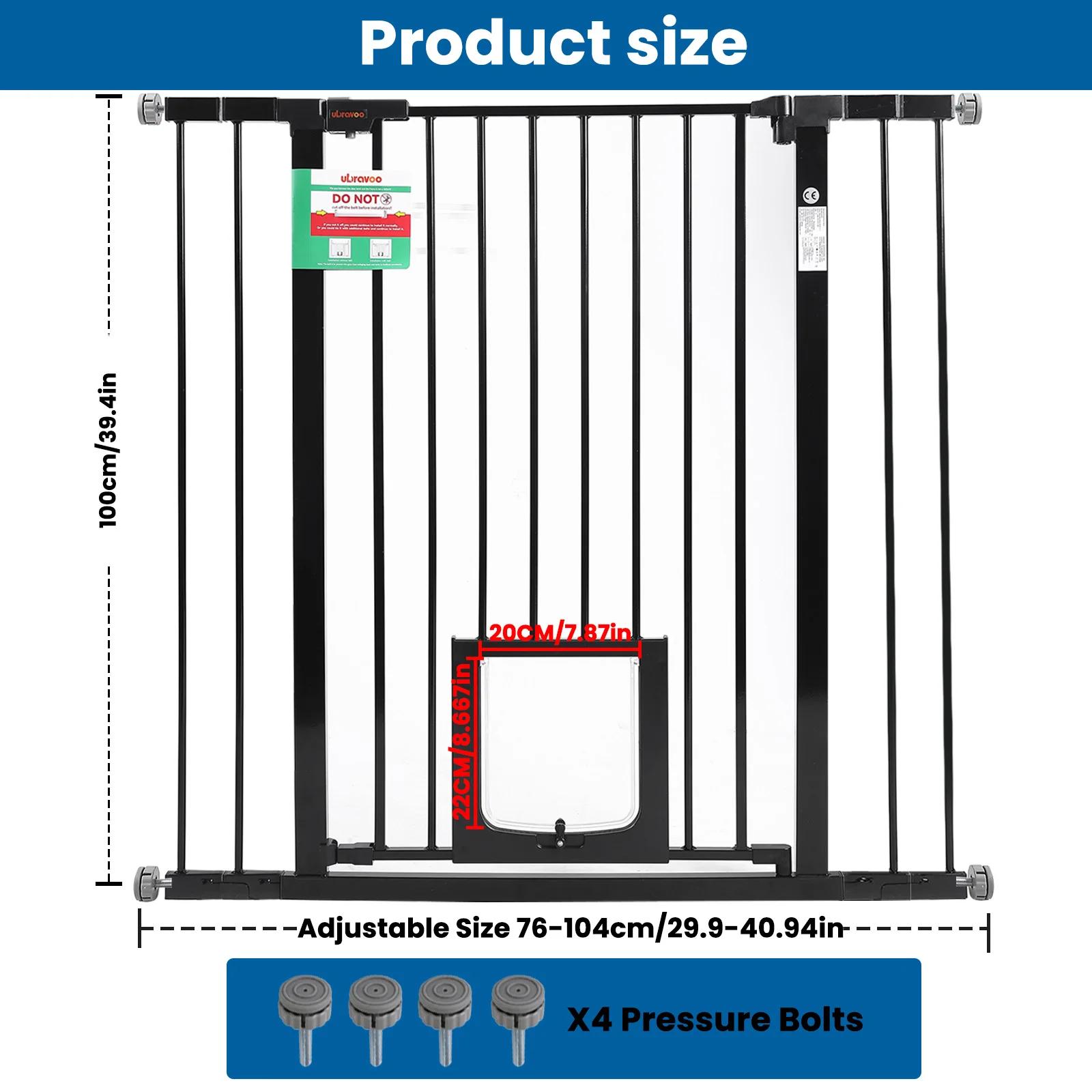 Porte bébé pour portes et escaliers, montage sous pression, sans perçage, porte de sécurité en métal