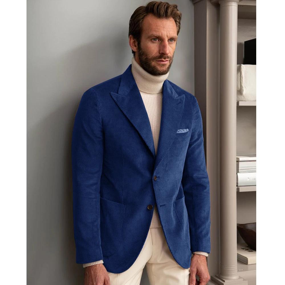 Veste de luxe pour homme en velours côtelé, style britannique, décontractée et élégante, de haute qu