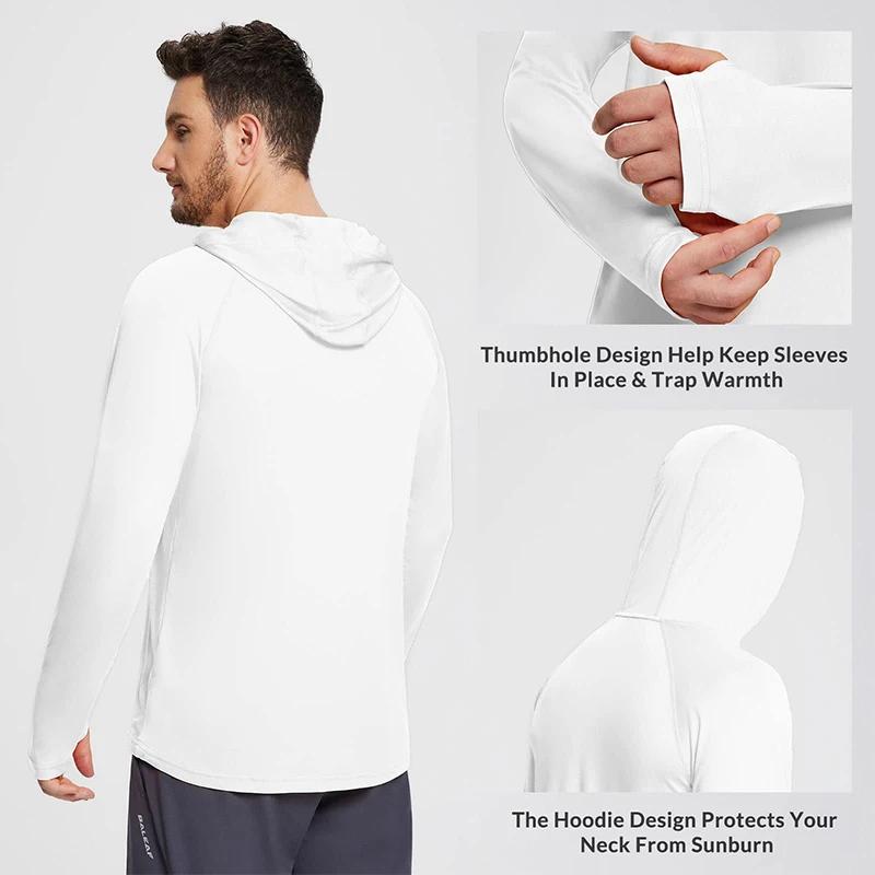 T-Shirt à capuche pour hommes, Performance UPF50 +, manches longues, décontracté, Protection solaire