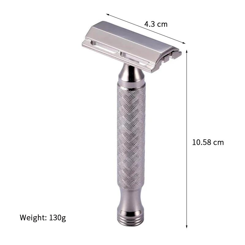 Rasoir de sécurité à Double tranchant pour hommes, matériau en acier inoxydable CNC 316 L, avec poig