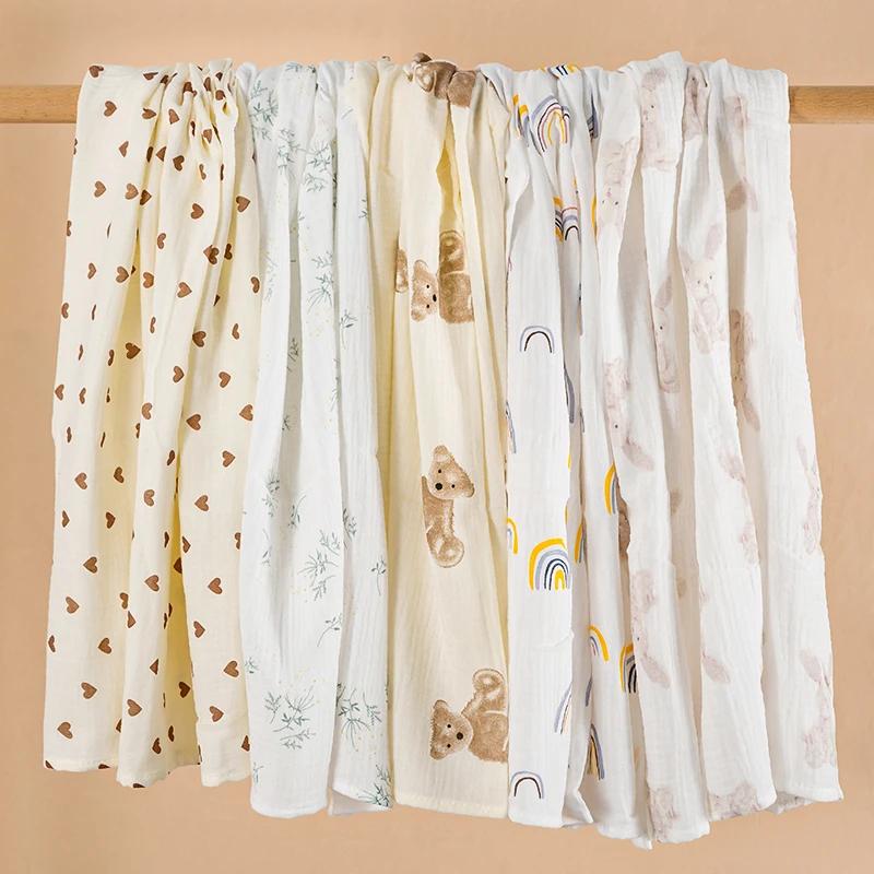 Ins – couverture d'emmaillotage en mousseline pour bébé, 2 couches de coton, pour nouveau-né, servie