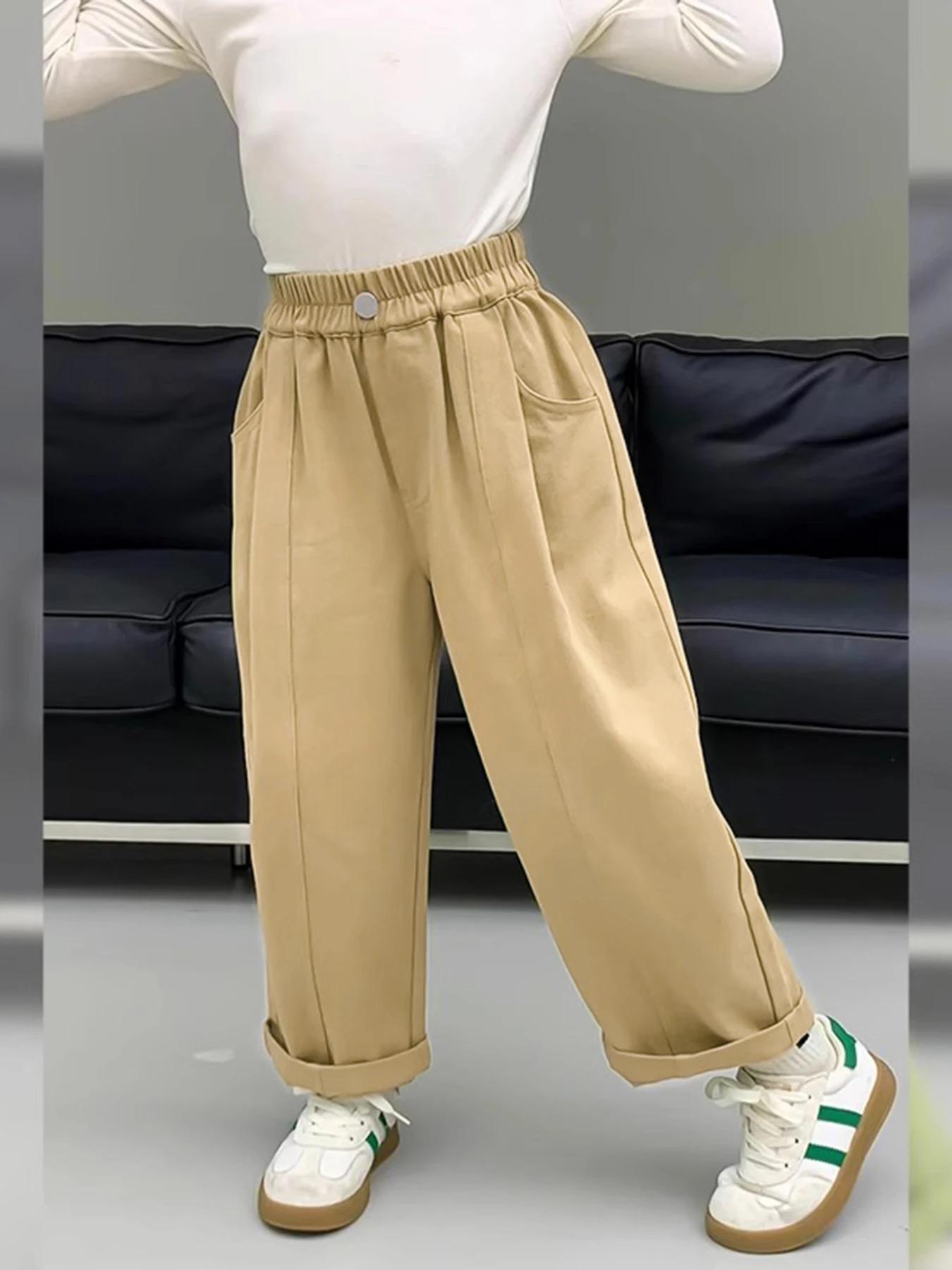 Pantalons à jambes larges en coton pour filles, pantalons décontractés de printemps, vêtements de sa