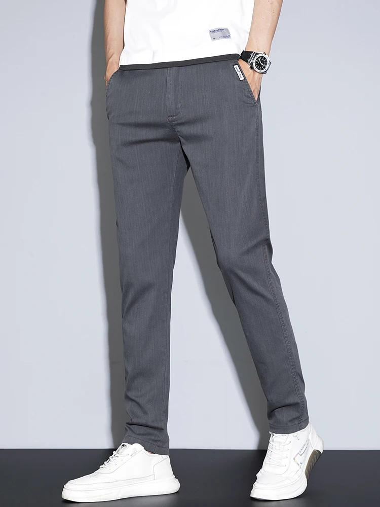 2025 nouveaux pantalons décontractés pour hommes printemps été mince affaires droites coton Stretch