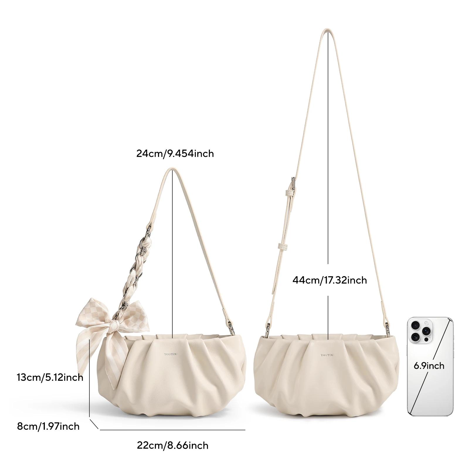 TOUTOU Cute Cloud Mini Hobo Bag pour femme, sac à bandoulière multi-usage en cuir PU souple, petit s