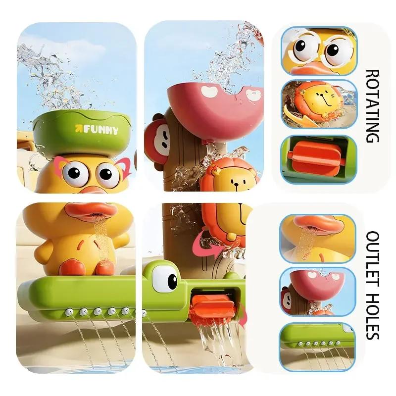 Jouet de bain pour bébé, jeu d'eau en forme de canard/fleur, roue à eau Lion, amusant pour enfants,