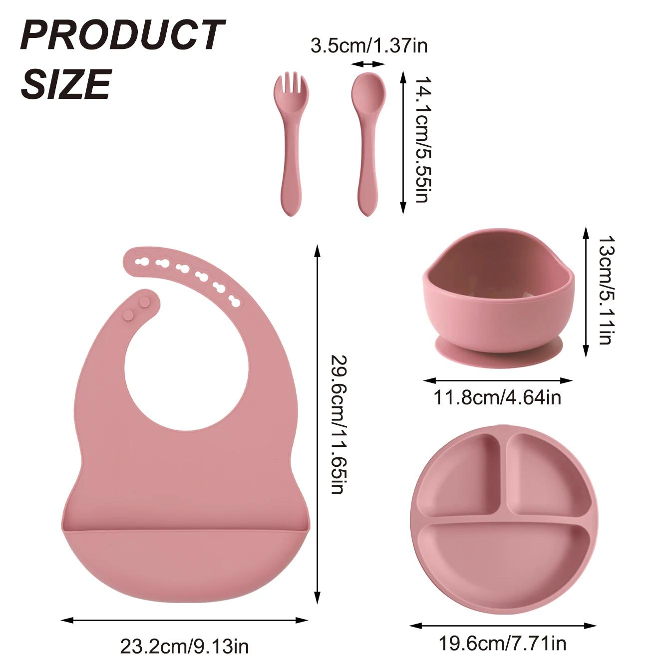Ensemble d'alimentation en Silicone pour enfants, 5 pièces, plats à succion, assiette sans BPA, bol