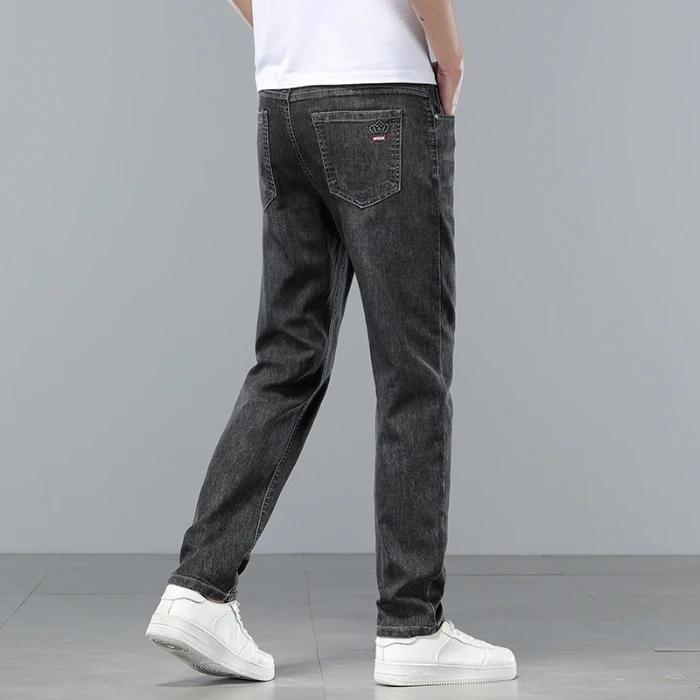  Vêtements de marque, jeans slim pour hommes, printemps-été, décontractés, respirants, en tissu d