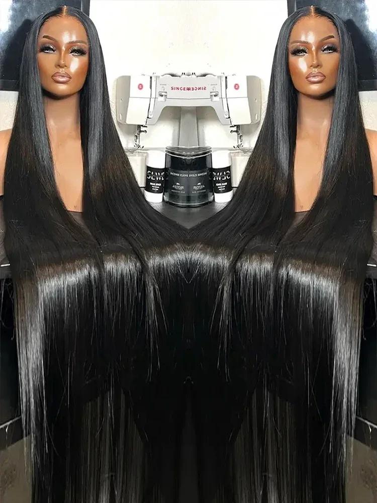 Perruque Lace Closure Wig sans colle naturelle, cheveux humains, pre-plucked, closure 7x5, 13x4, nai