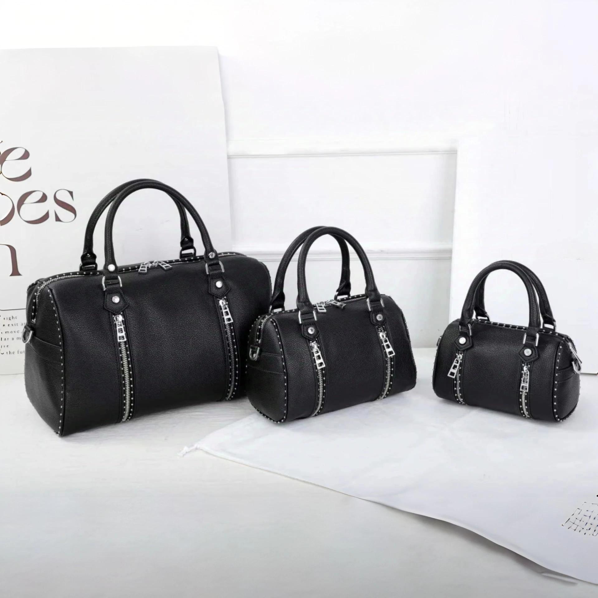 Nouveau style 2026 Sac Boston ZV pour femme - Sac bandoulière à poignée cloutée - Sac oreiller - Ave