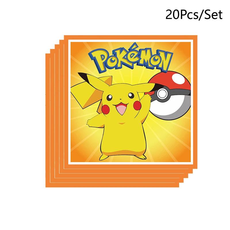 Décorations de fête d'anniversaire Pokemon, assiettes de tasses Pikachu, vaisselle jetable, serviett