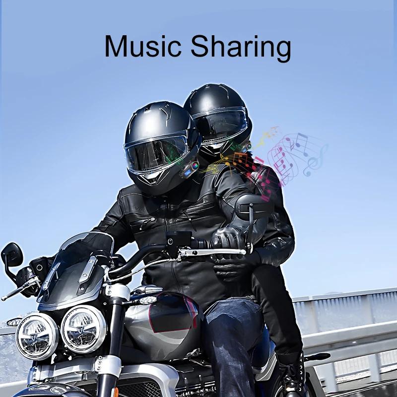 Casque de Moto sans fil Bluetooth casque Intercomunicador Moto LCD affichage FM Radio musique partag