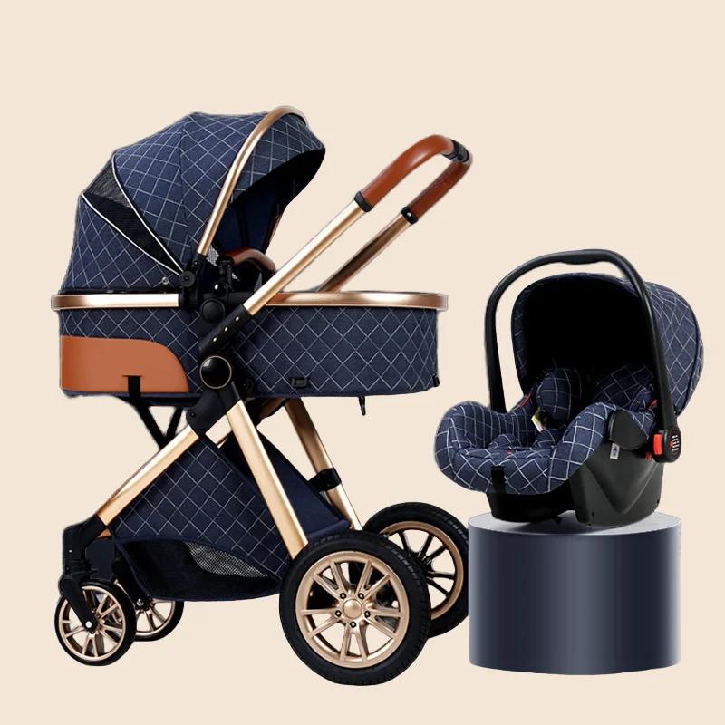 Poussette de bébé 3 en 1, nacelle réglable, sièges auto pour nourrissons, pliable léger, absorbant l