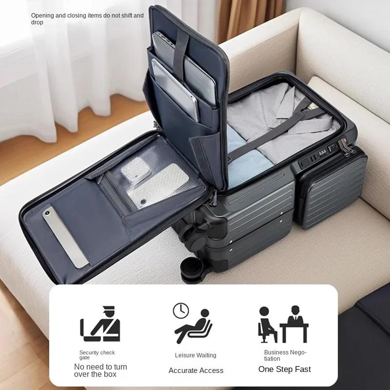 Valise à bagages à main à ouverture frontale, boîtier de chariot multifonctionnel de 20 pouces, cabi