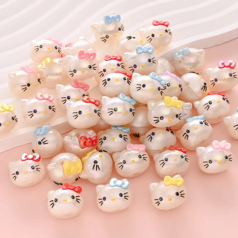 10 pièces mélange aléatoire de perles en résine Hello Kitty tête Focus perle pour bébé dentition suc