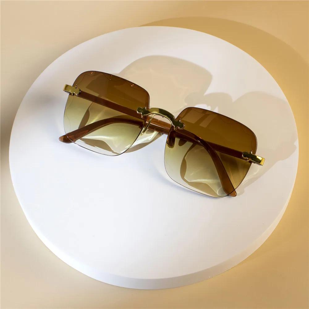 4 pièces lunettes de soleil carrées sans monture femmes marque de luxe concepteur été lunettes rouge