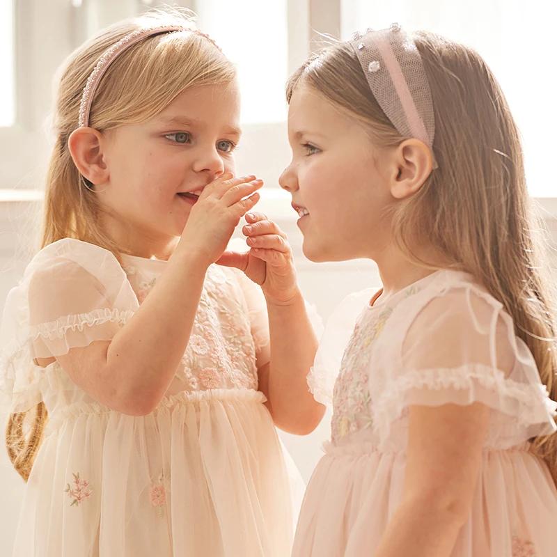 Dave Bella – robe de princesse de fête d'anniversaire pour filles, tenue d'été en maille, breloque N