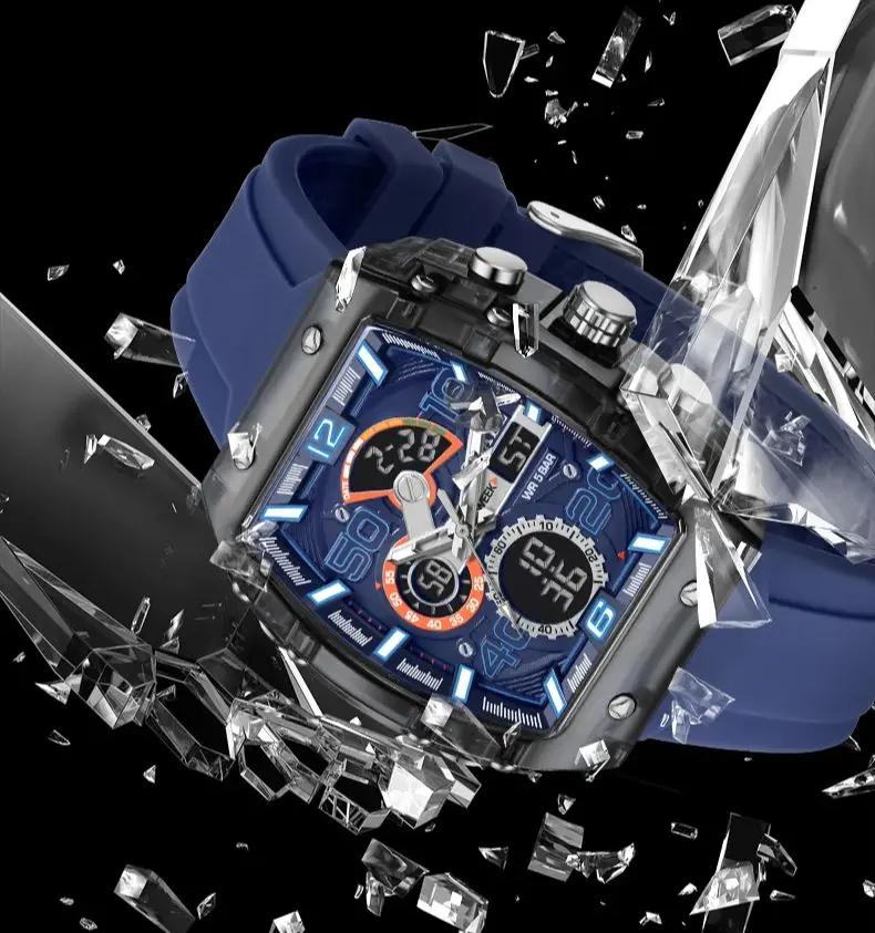 SMAEL marque 8109 nouvelle montre électronique mode carré double affichage étanche lumineux multicol
