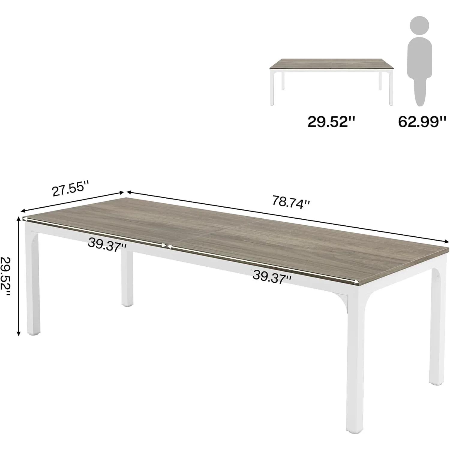 Bureau d'ordinateur extra long de 78,7 pouces, bureau pour 2 personnes, bureau double long, table de