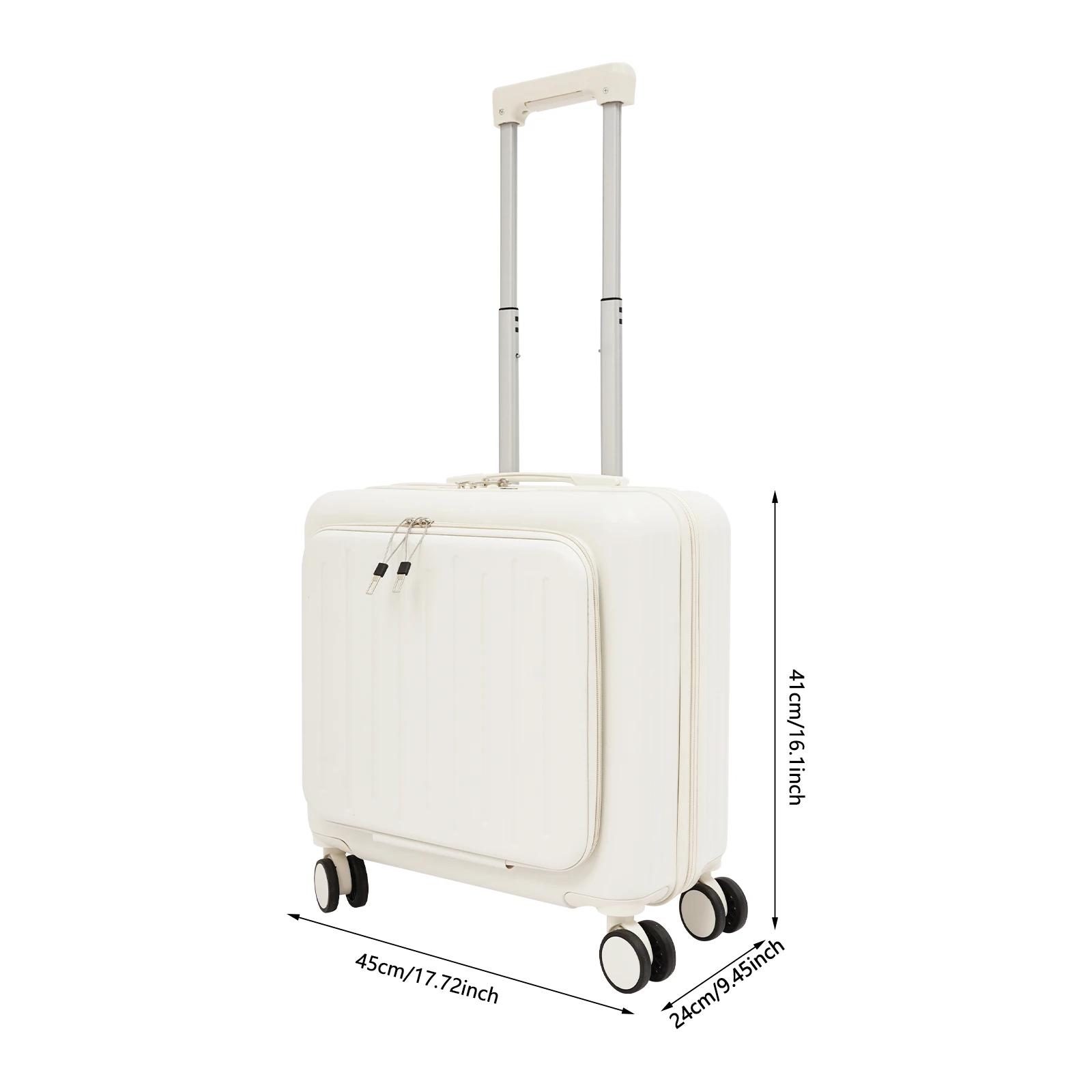 Valise cabine ABS 18 pouces avec ouverture frontale 180° ° Valise de voyage avec compartiment pour