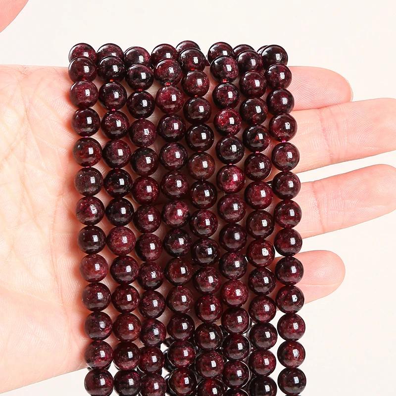 Perle de grenat rouge foncé en pierre naturelle 1A, entretoise ronde adt, taille de choix 4mm, 6mm,