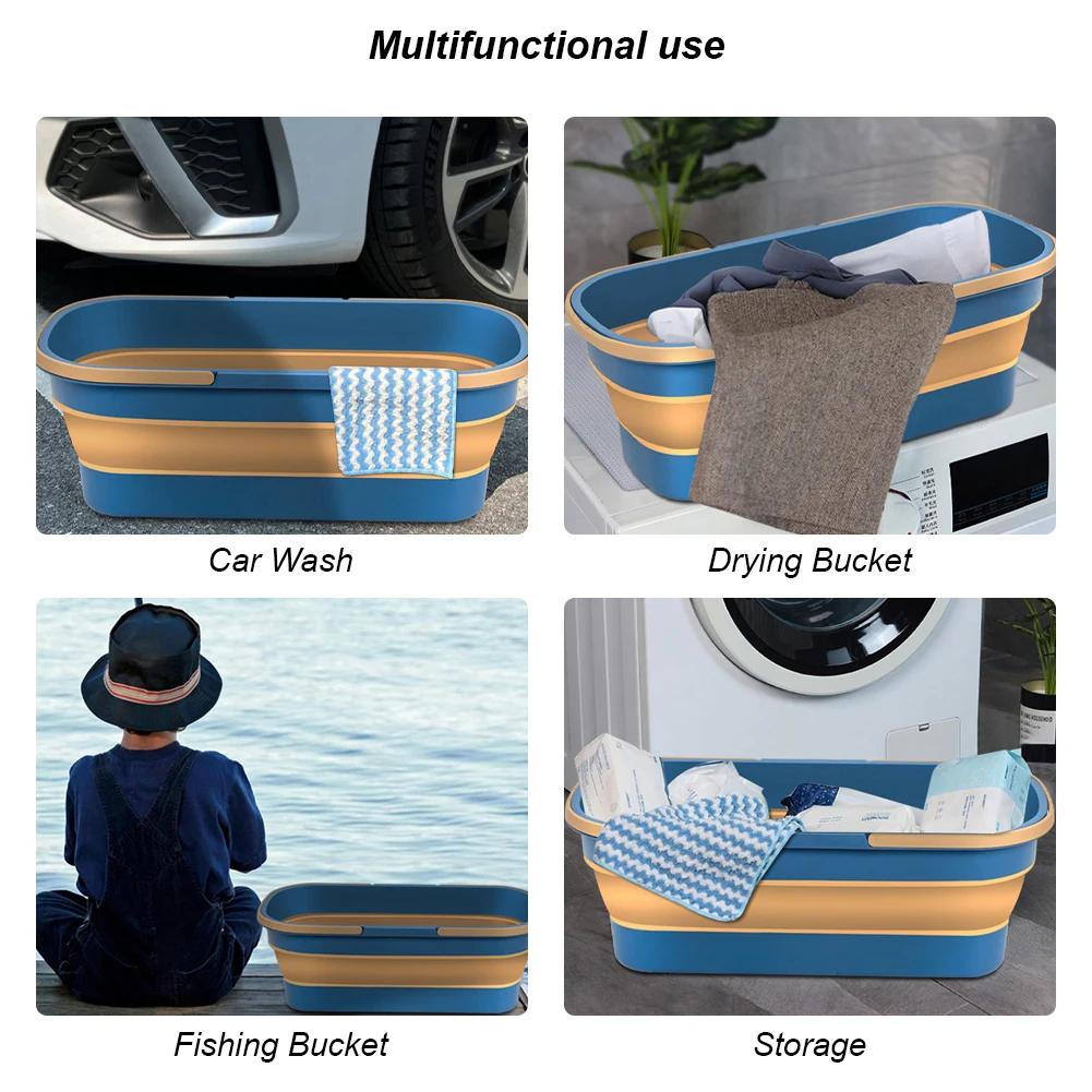 Vadrouille plate portable pliable avec poignée, seau à eau rectangulaire, seau à eau pliable, livres