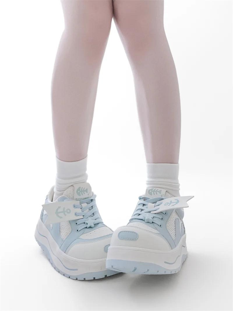 Navy Run Gururu Original marin Style chaussures simples été Lolita filles baskets à semelles épaisse
