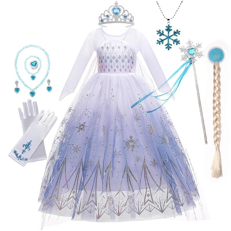 Disney enfant filles Cosplay congelé Elsa maille Costumes reine des neiges Elsa princesse longue rob