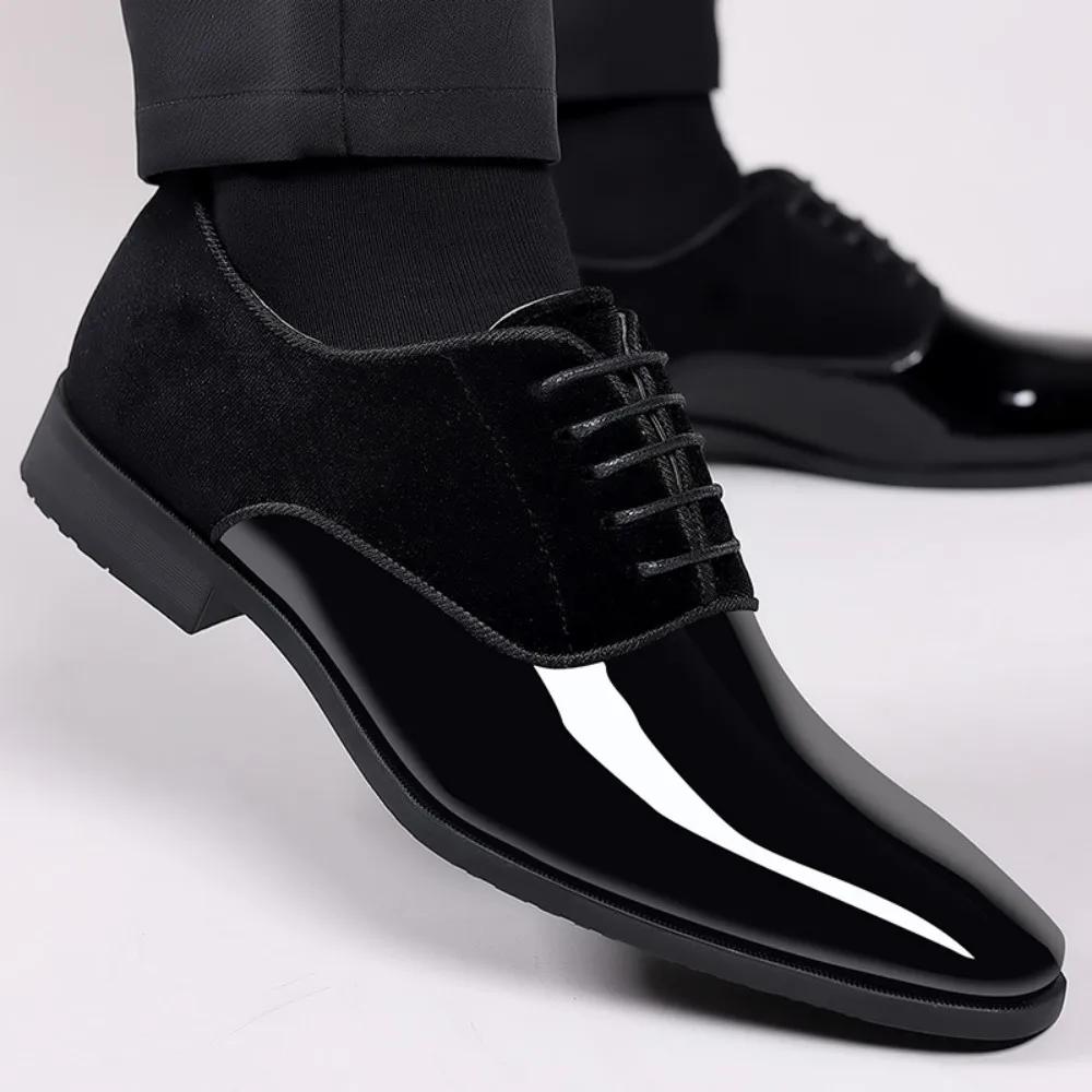 Chaussures Oxford à lacets pour hommes, chaussures provoqué formelles, haute brillance, basses, carr