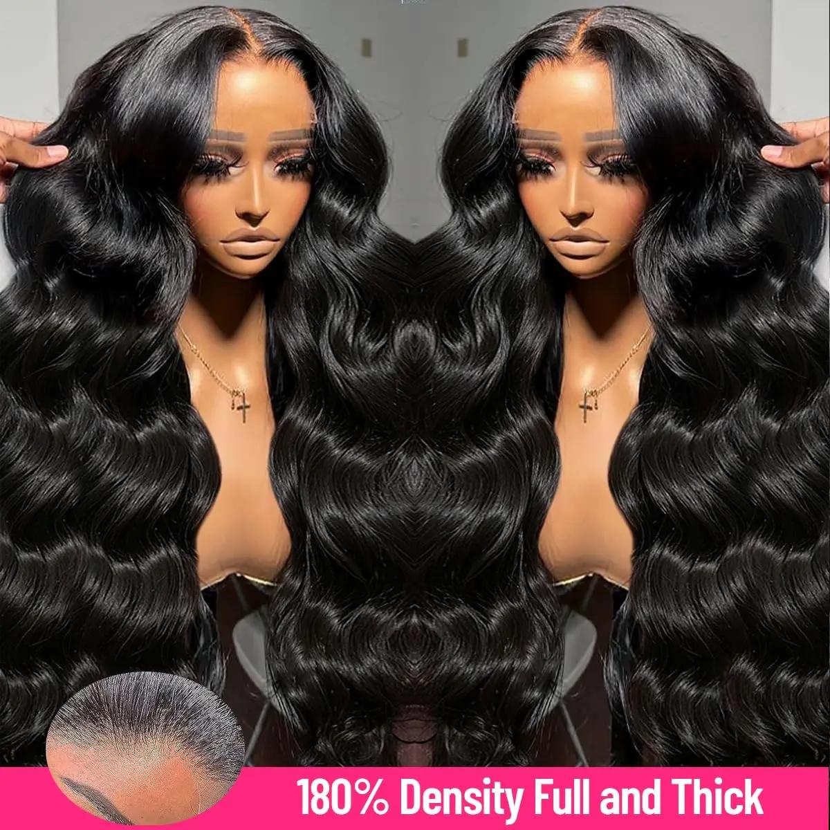 Perruque Lace Front Wig Body Wave naturelle sans colle, cheveux humains, pre-plucked MeltSkins, 6x4,