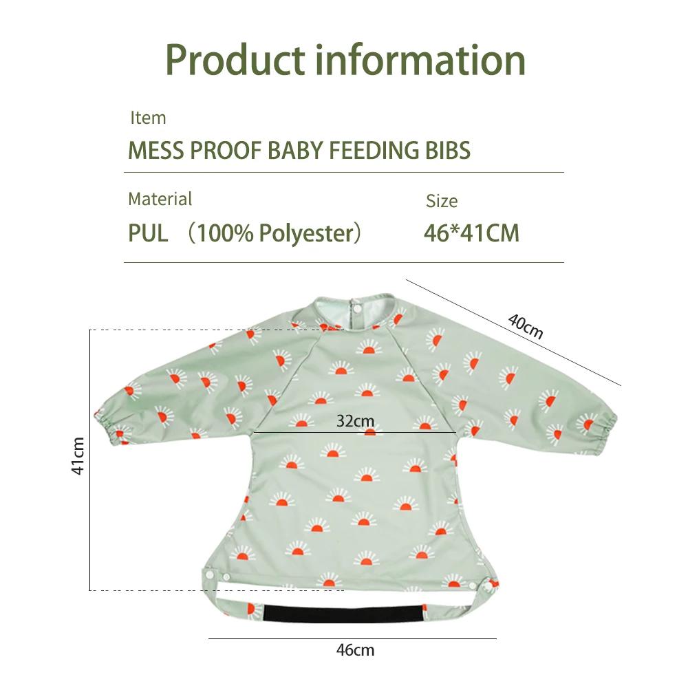 Elinfant-Bavoir en Polyester Imperméable à Manches sulfpour Bébé, Design lèvent à Pression Imprimés