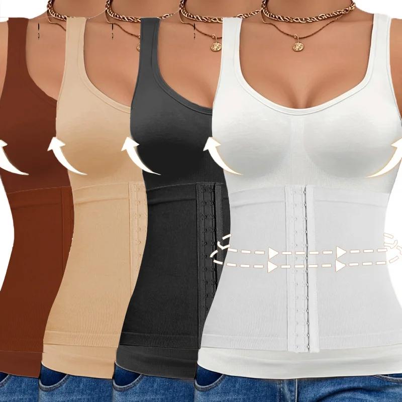 Camisole 3 en 1 très élastique pour femmes, 1 pièce, entraîneur de taille sans couture, coussinet de