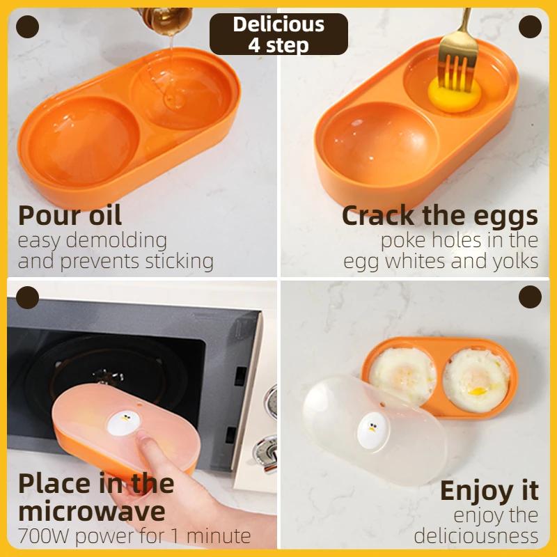 Joie Double micro-ondes poacher à œufs bol four à micro-ondes cuiseur à œufs moule à œufs boîte à œu