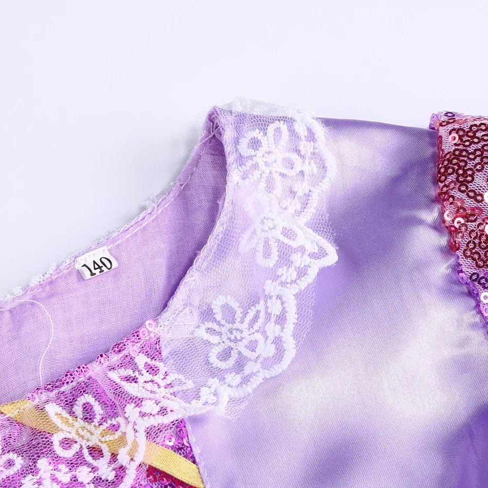 Robe raiponce Disney pour filles, déguisement emmêlé pour enfants, Costume de princesse de carnaval,