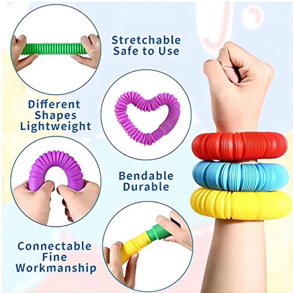 Tubes télescopiques colorés, jouets Fidget, Tubes Pop sensoriels en plastique, jouets anti-Stress, d