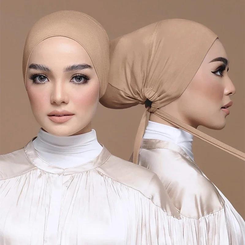 Nouveau doux Modal musulman Turban chapeau intérieur Hijab casquettes islamique sous-écharpe Bonnet