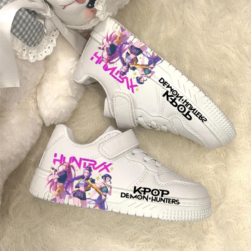Chaussures décontractées pour enfants, design imprimé KPOP, chaussures de sport blanches pour garçon